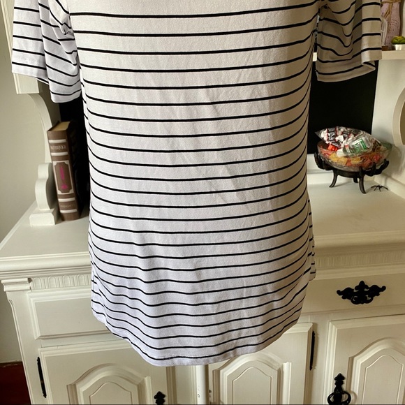 White & Black Stripe Elbow Sleeve Ballet Back - Picture 3 of 7
